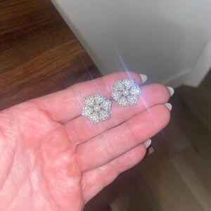 Swarovski Silver Crystal Flower Earrings